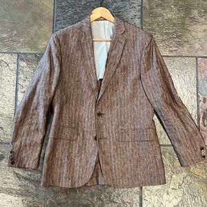 Mango Men's brown striped linen blazer/suit jacket (US 38R)